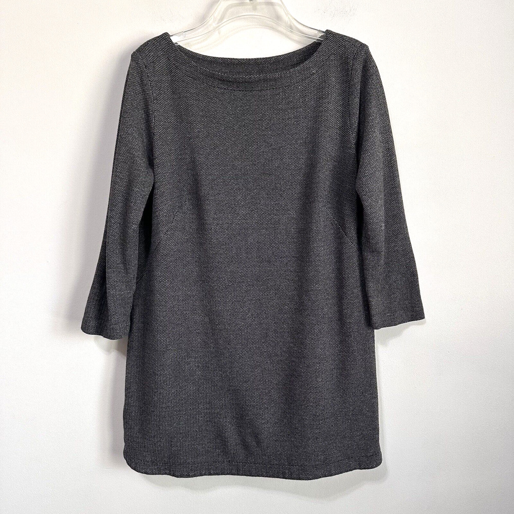 J Jill Ponte Knit Top Tunic S Herringbone Boat Neck Pullover 3/4‎ Sleeve Classic